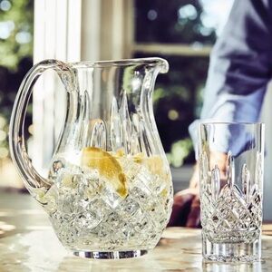Waterford Lg 64oz Cut Crystal Lismore Pitcher EUC